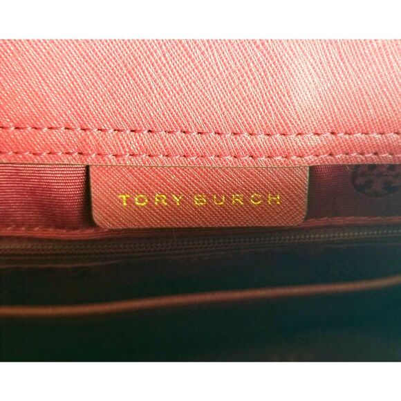 TORY BURCH Maroon Emerson Bag Saffiano Leather Top Zipper Handle Satchel Dk Red - Picture 10 of 15